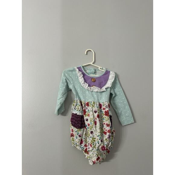 Ricrac & Ruffles Girls 3T Multicolor Ruffled Bubble Romper - Picture 1 of 5